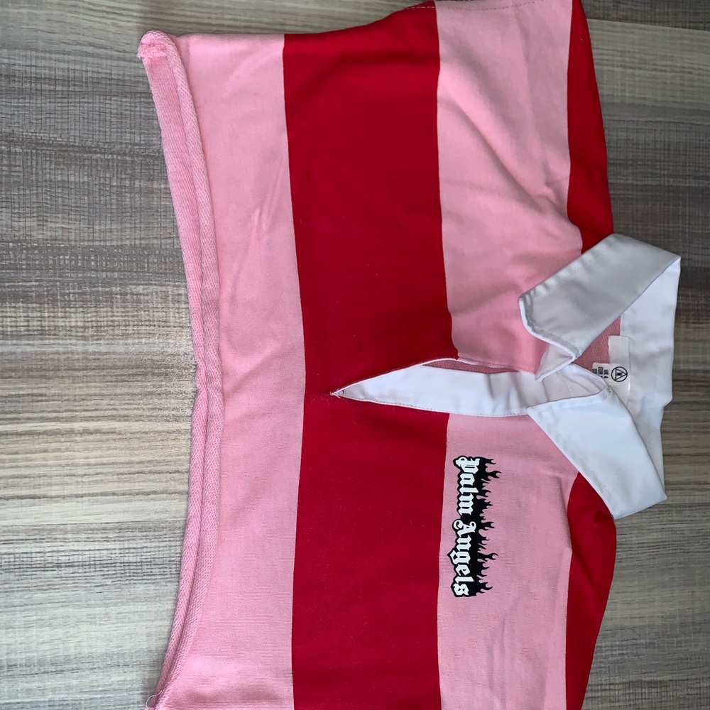 Palm angels miss guided pink polo shirt